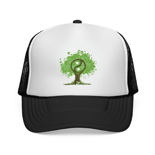 Ying Yang Tree of Life Trucker Caps