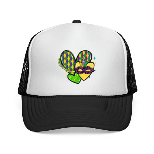 New Orleans Kids Girls Love Mardi Gras Outfit Trucker Caps