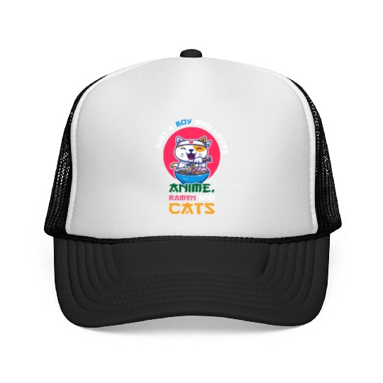 Just a boy who loves anime ramen Trucker Caps