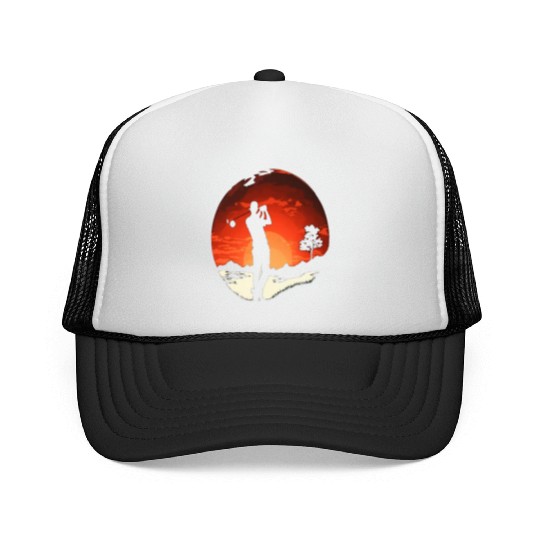 Golf Course Family Trip Cool Golfer In Sunset Trucker Caps
