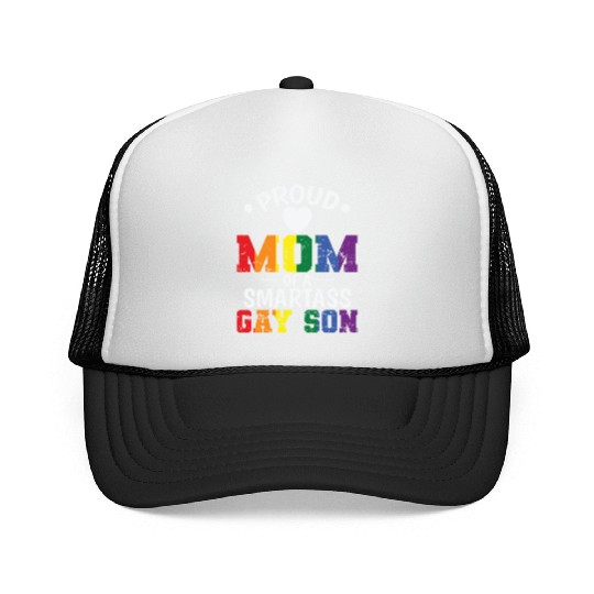 Proud Mom of a smartass gay Son LGBT Trucker Caps