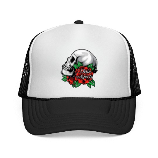 CA SKULL AND ROSES Trucker Caps