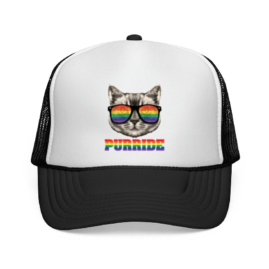 Purride Cat Rainbow Homosexuell Gay Trucker Caps