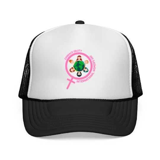 Happy International Women's Day Embrace Equity Trucker Caps