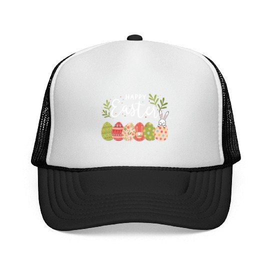 Happy Easter Spring Flowers Bunny Rabbit Egg Hunt Trucker Caps