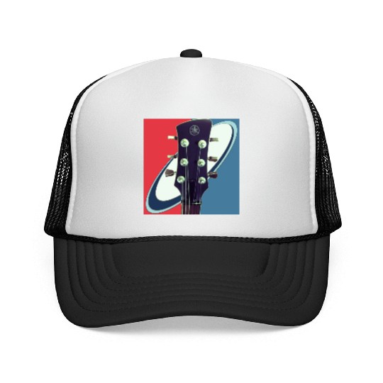 Red White Blue Rock and Roll Themed Guitar Trucker Caps