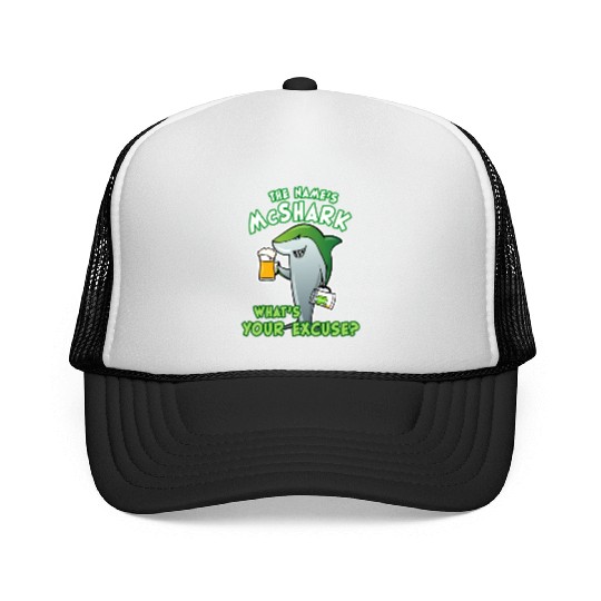 St Patricks Day Shark Funny Beer Drinking Trucker Caps