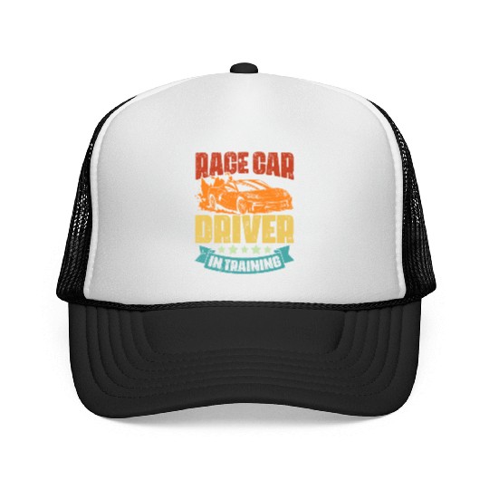 Vintage Race Car Driver In Training An Automotive Trucker Caps