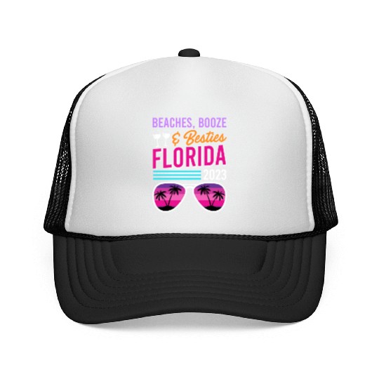 Beach Booze Besties Florida Vacation Spring Break Trucker Caps
