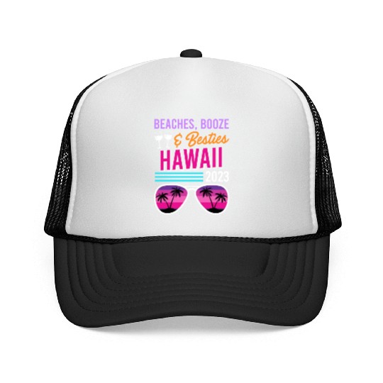 Beach Booze Besties Hawaii Vacation Spring Break Trucker Caps