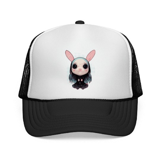 Cute Pastel Goth Bunny Kawaii Menhera Trucker Caps