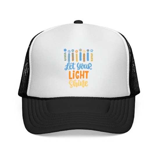 Funny Hanukkah Let Your Light Shine Menorah Adults Trucker Caps