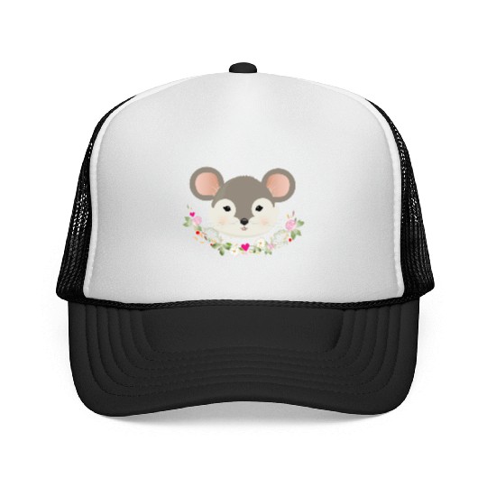 Magical sweet mouse with delicate green in spring Trucker Caps