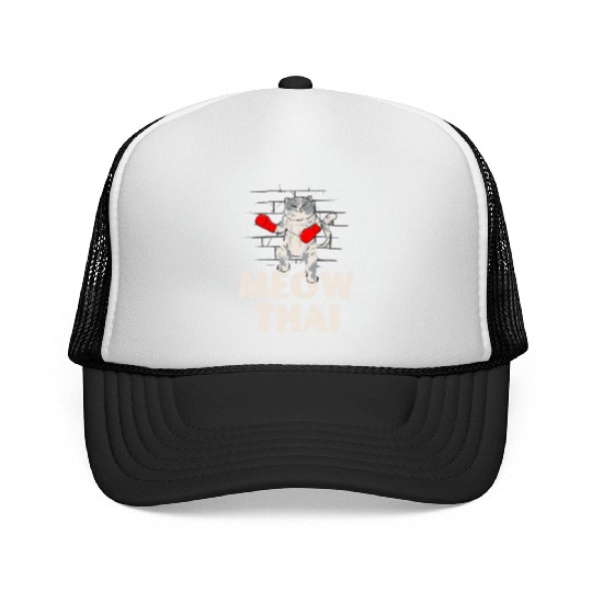 Meow Thai Cat Lover Muay Thai Kitty Martial Arts Trucker Caps