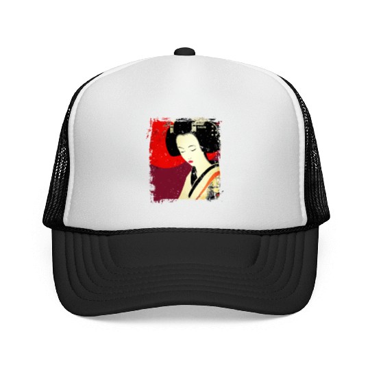 Geisha, traditional digital art, Japan Trucker Caps