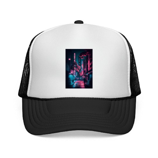 Tokyo Japan Japanese Aesthetic Graphic Night Scene Trucker Caps