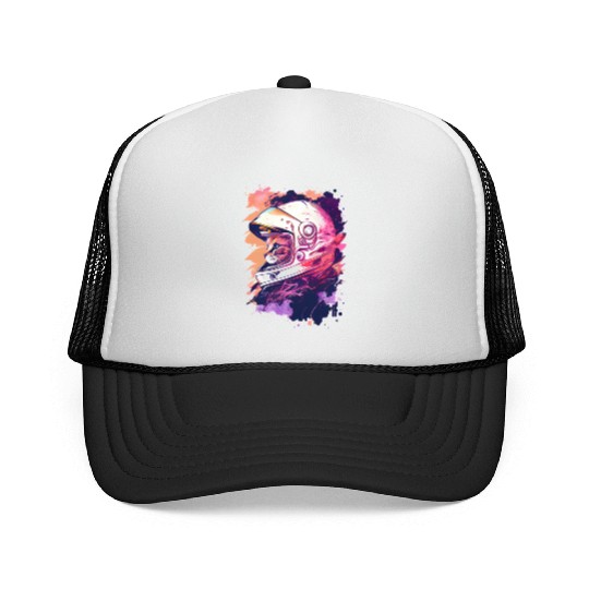 Aesthetic Vaporwave Space Cat 80s 90s Astronaut Trucker Caps