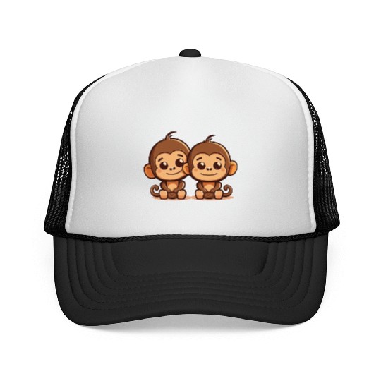 Monkeys siblings brother sister family love ape Trucker Caps