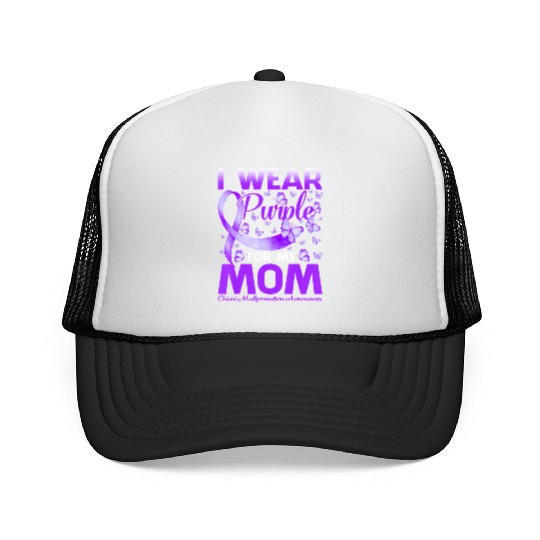 I Wear Purple For My Mom Chiari Malformation Aware Trucker Caps