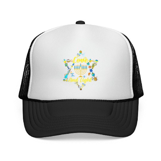 Love and Light Hanukkah Trucker Caps Jew Menorah Jewish C