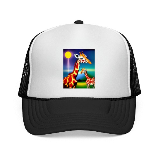Giraffe in the spectrum of light Trucker Caps
