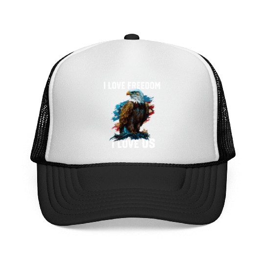 I Love Freedom I Love US American Bald Eagle Trucker Caps