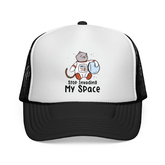 Space Purring Cat Astronaut Cat Lover Spaceship Trucker Caps
