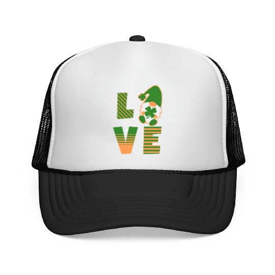 Gnome St Patricks Day Woman Love, Lucky Clover Trucker Caps