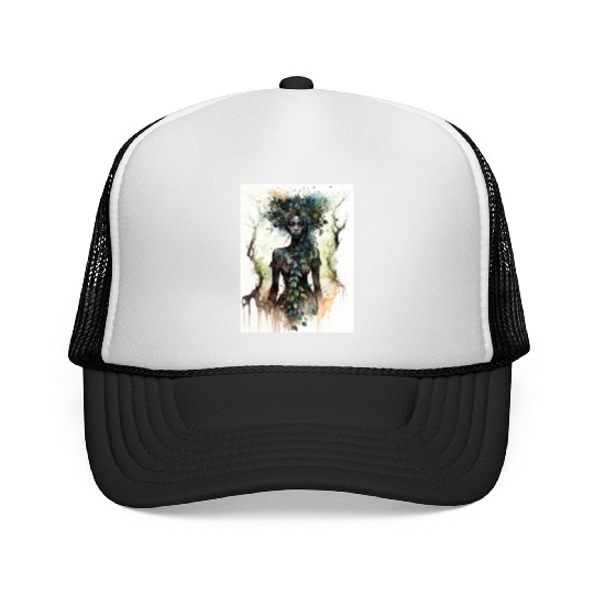 Black Nature Goddess - African American, Woodland Trucker Caps