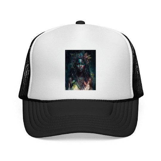 Black Nature Goddess - African American, Woodland Trucker Caps