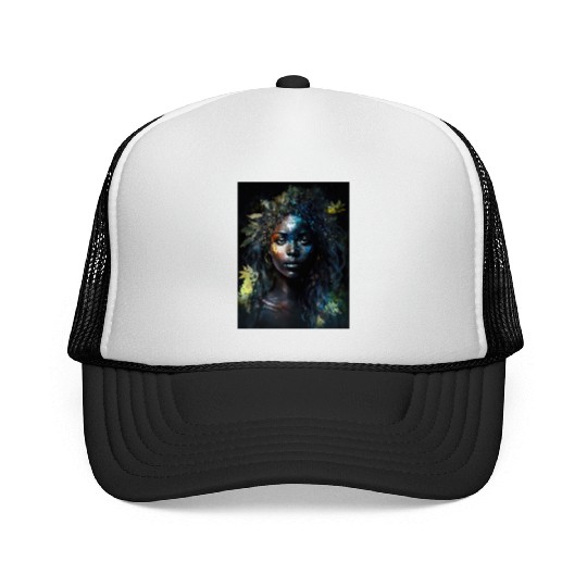 Black Nature Goddess - African American, Woodland Trucker Caps