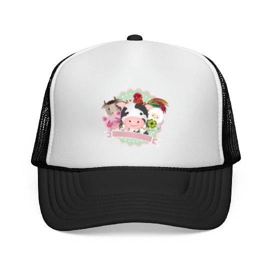 happy farm animals together in the countryside Trucker Caps