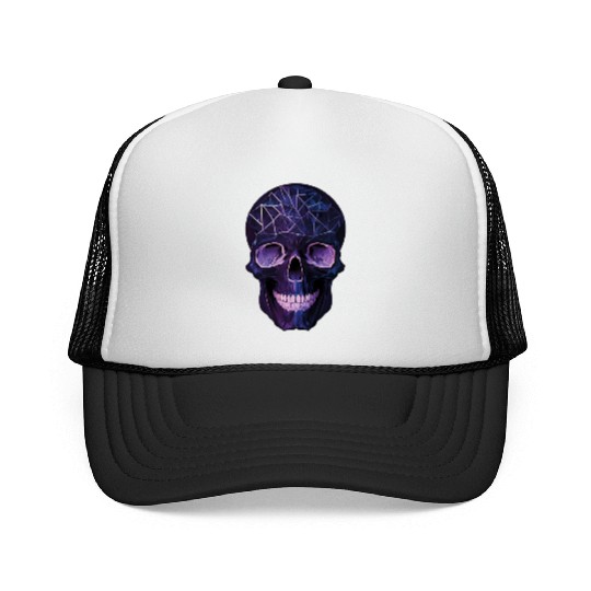 Purple Violet Geometric Design Skull Trucker Caps