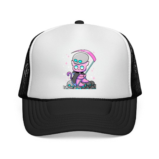 Kawaii Pastel Goth Anime Tarot Card Death Cute Wit Trucker Caps