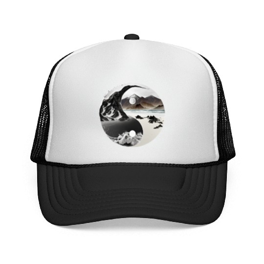 Ying Yang - mountains - beach Trucker Caps
