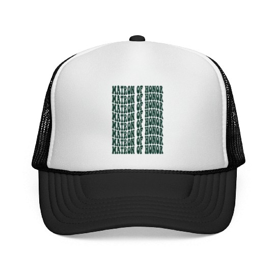 Bachelorette Party Matron of Honor Green Design Trucker Caps