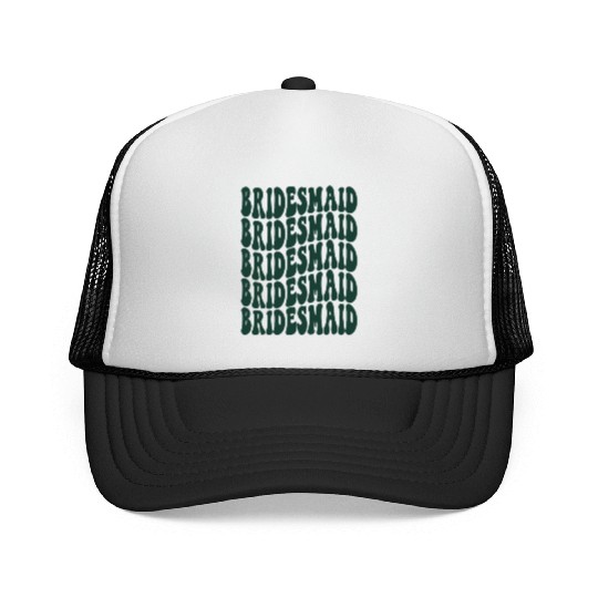 Bachelorette Party Bridesmaid Emerald Green Design Trucker Caps