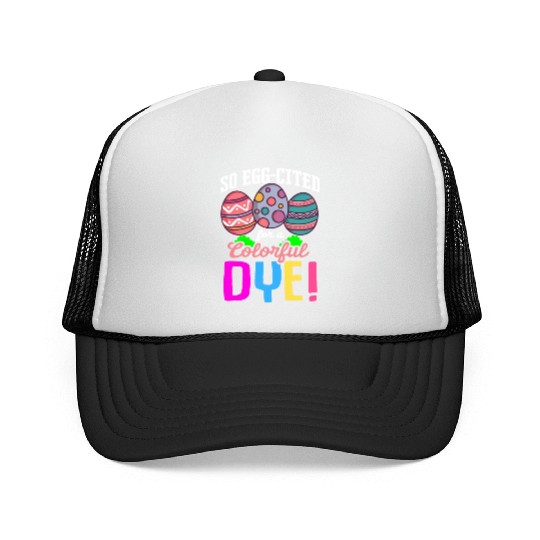 Easter Colorful Egg Dye Rabbit Egg Hunt Trucker Caps