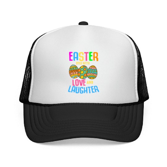 Easter Colorful Egg Dye Rabbit Egg Hunt Trucker Caps