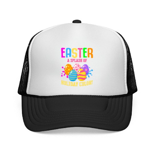Easter Colorful Egg Dye Rabbit Egg Hunt Trucker Caps