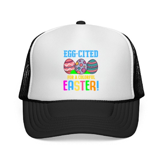 Easter Colorful Egg Dye Rabbit Egg Hunt Trucker Caps