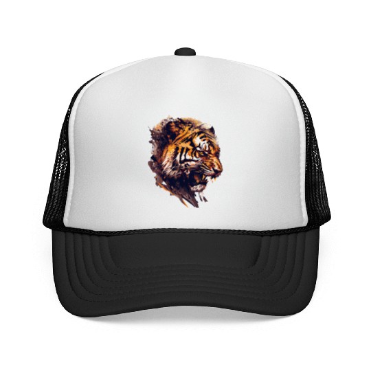 Geometric Tiger Head Abstract Polygonal Wild Anima Trucker Caps