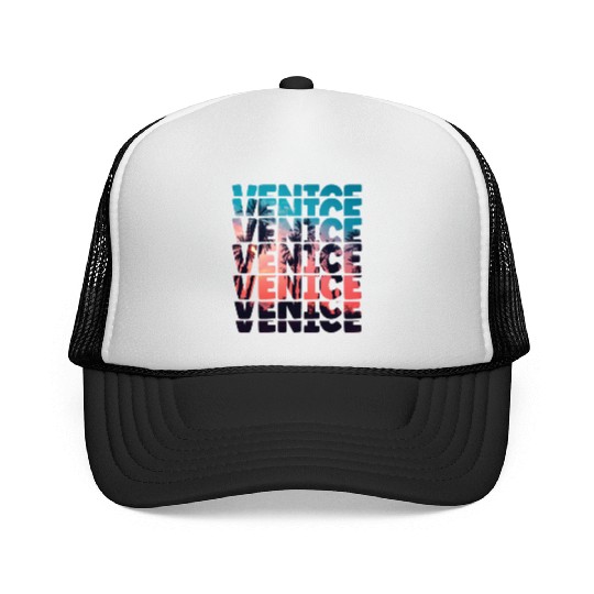 Venice Beach California Vacation Ocean Palm Tree Trucker Caps