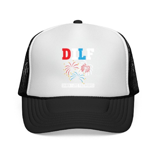 Damn I Love Fireworks America USA Flag 4th Of July Trucker Caps