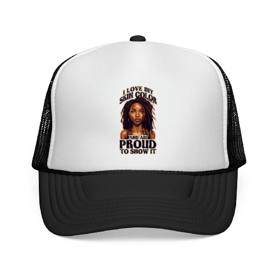 I Love My Skin Color Black Dreadlock Girl African Trucker Caps