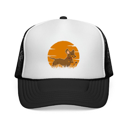 Dachshund Running Sausage Dog Trucker Caps