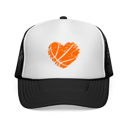 I Love Basketball with Heart Shape Trucker Caps
