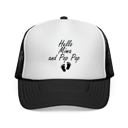 Hello Mima and Pop Pop Grandparents Baby, New Trucker Caps