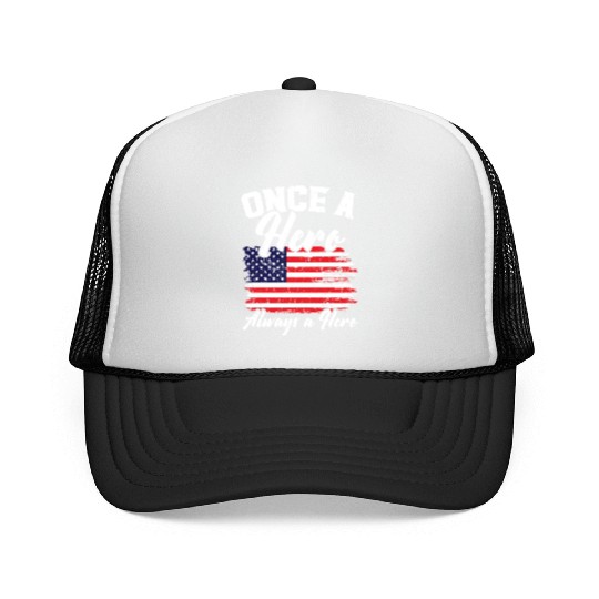 Once A Hero Always A Hero USA Flag Memorial Day Trucker Caps
