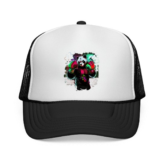 Angry Colorful Panda Boxer MMA Martial Arts Trucker Caps